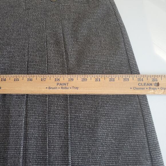 Houndstooth Tweed Pleat Mini Skirt 14 Academia Old Money Preppy Fall Classic NEW - Picture 11 of 13